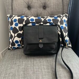Fossil Black Leather Crossbody Bag